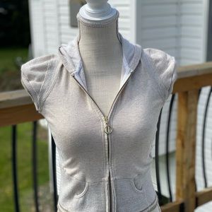 🔥Burberry Glistening Gold on Cream- Blue Label sz 38 Zip Up Hoodie! ❤️Adorable